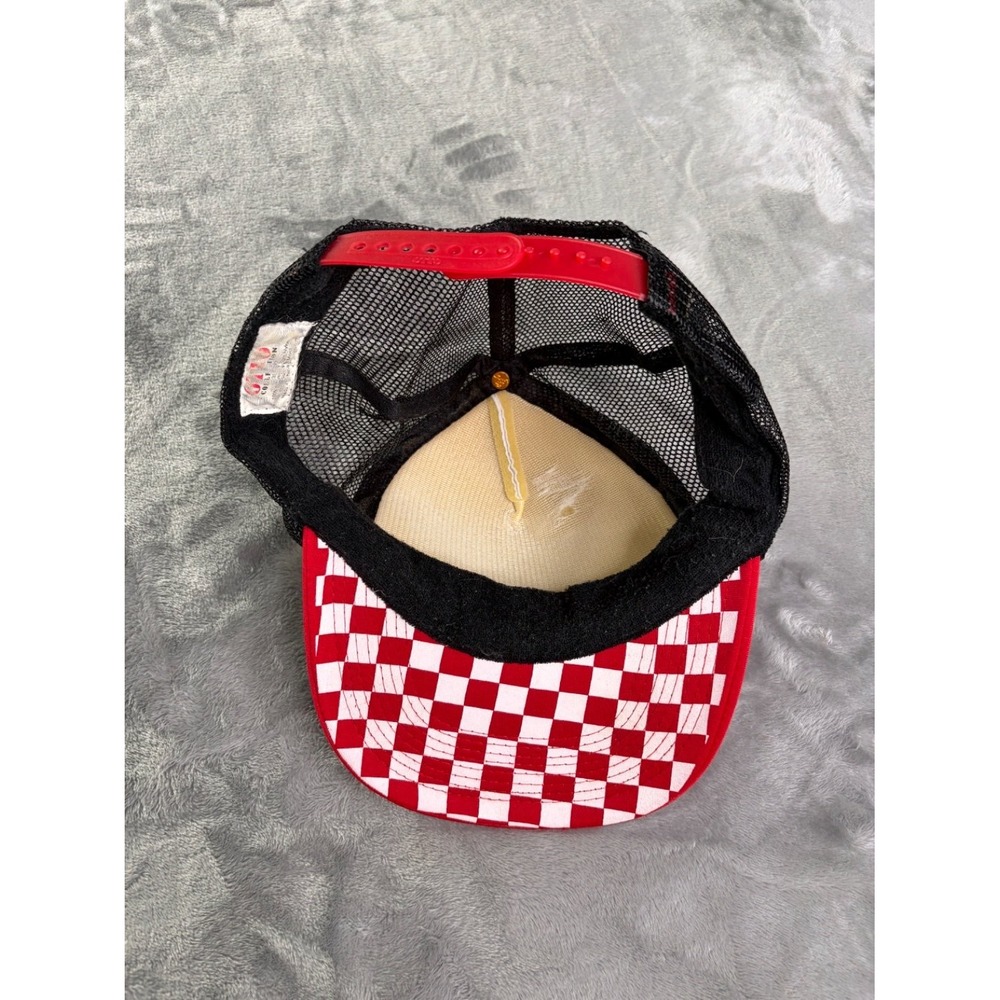 Vans Foam Trucker Hat Snapback Cap Red White Black Checkerboard Brim Visor Rope - Picture 3 of 6